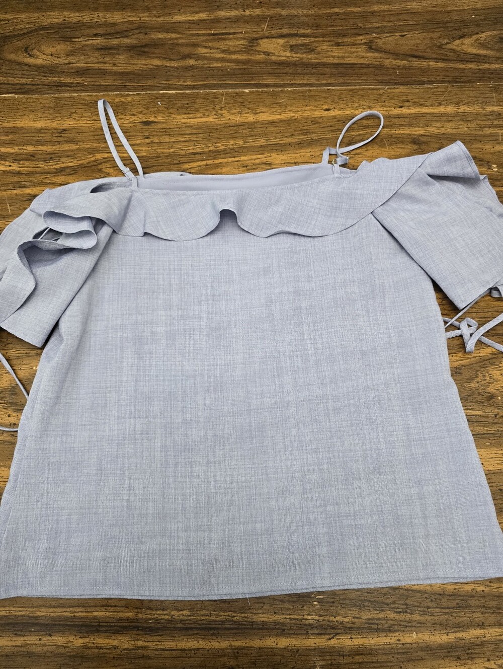 Women’s Light Blue Ruffle Off-Shoulder Top